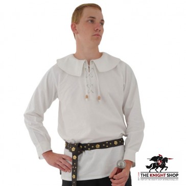 Medieval Rounded Collar Shirt - White
