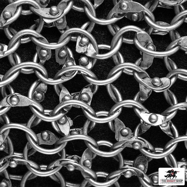 Chainmail Hauberk - Dome Head Riveted Round Ring Steel - 44 Chest
