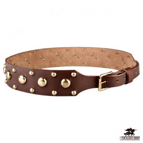 Studded Leather Belt - Brown