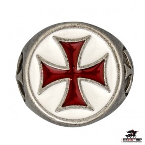 Templar Cross Ring - Red/White Enamel