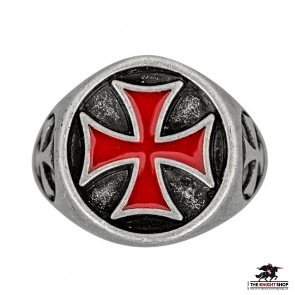 Templar Cross Ring - Red Enamel