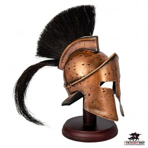 Mini Spartan Helmet (Antique Bronze) with Stand