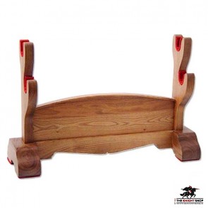 Double Sword Stand - Natural Wood 