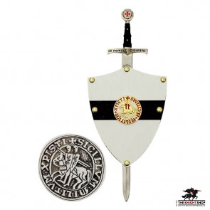 Templar Sword Letter Opener, Shield Mount & Seal Gift Set