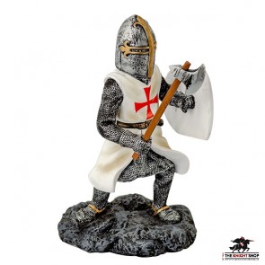 DAMAGED - Fighting Templar Knight with Axe Figurine - 18cm