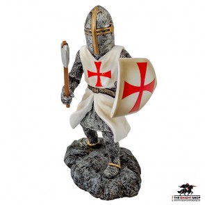 Fighting Templar Knight with Axe Figurine - 18cm
