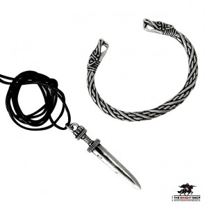 Viking Sword Pendant & Dragon Bracelet Gift Set